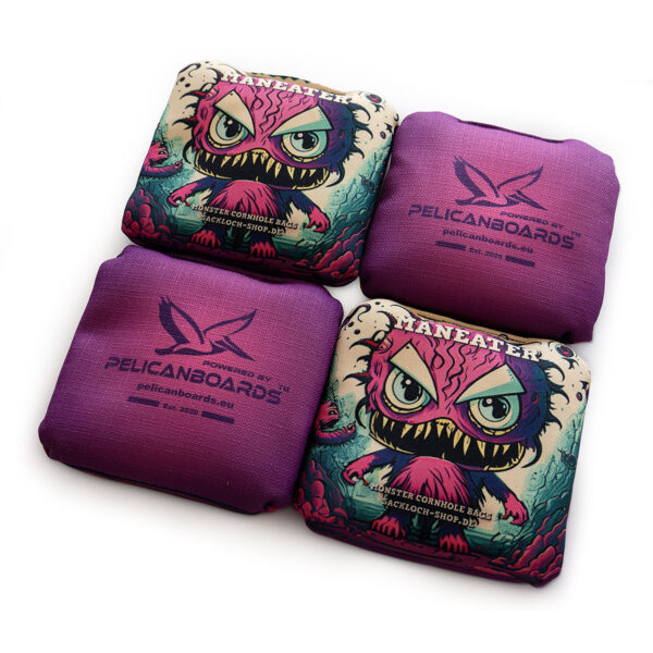 4 x Cornhole Monster ProBags Maneater purple von sackloch-shop.de